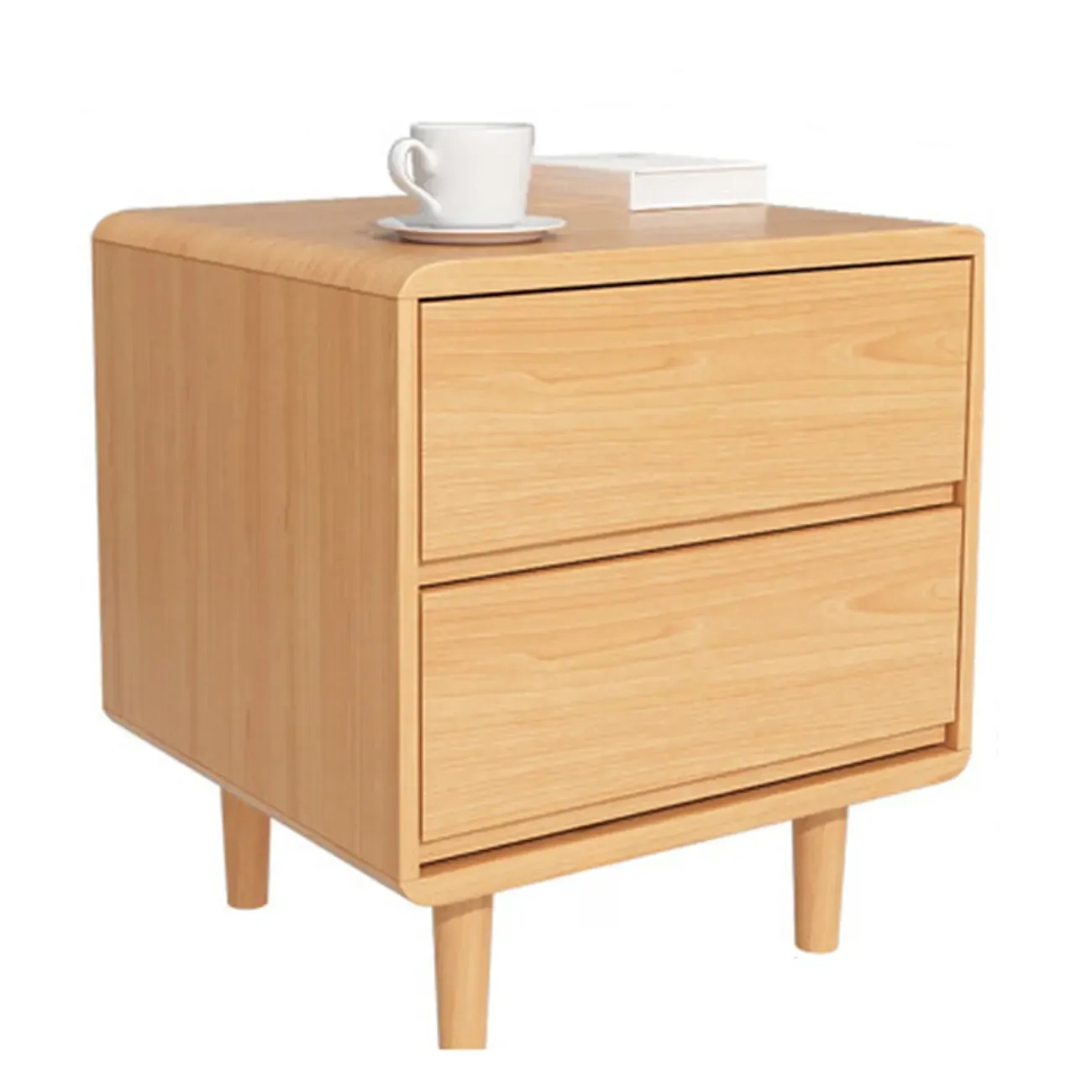 Elegant Natural Finish Wood 2-drawer Nightstand with Legs Image - 4