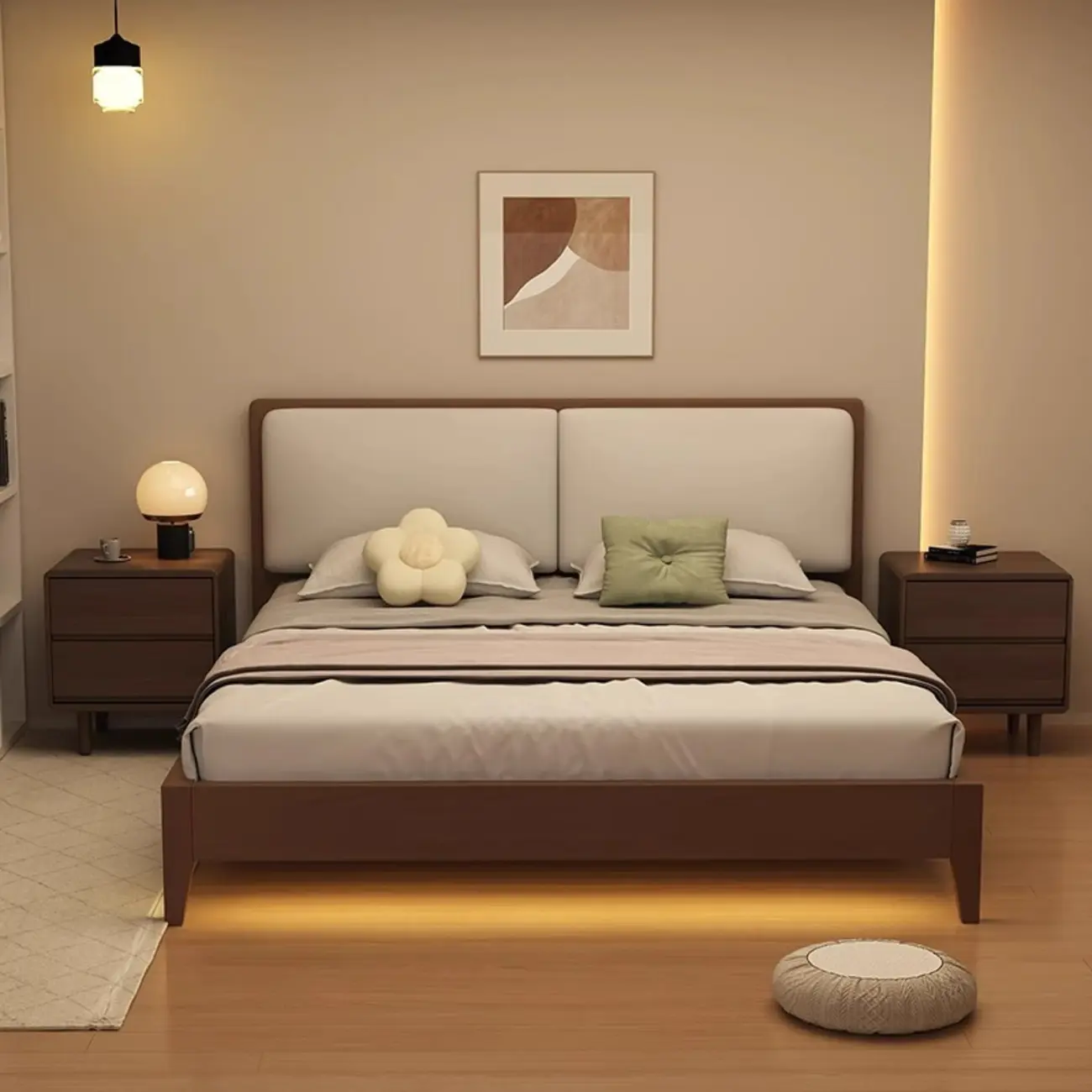 Elegant Natural Finish Wood 2-drawer Nightstand with Legs Image - 5 | homeyfad