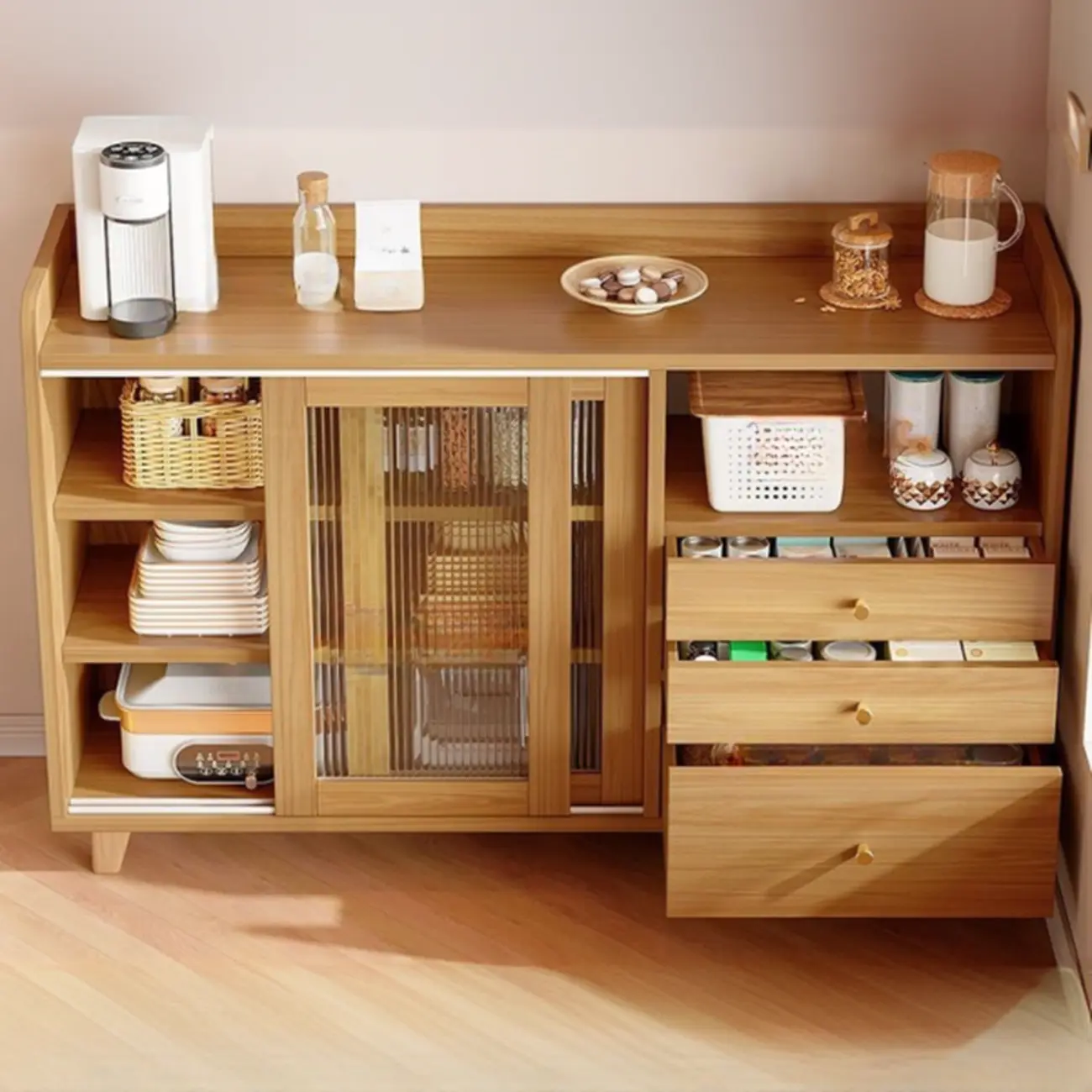 Modern Slab Sideboard with Drawers Cabinets Image - 1 | homeyfad