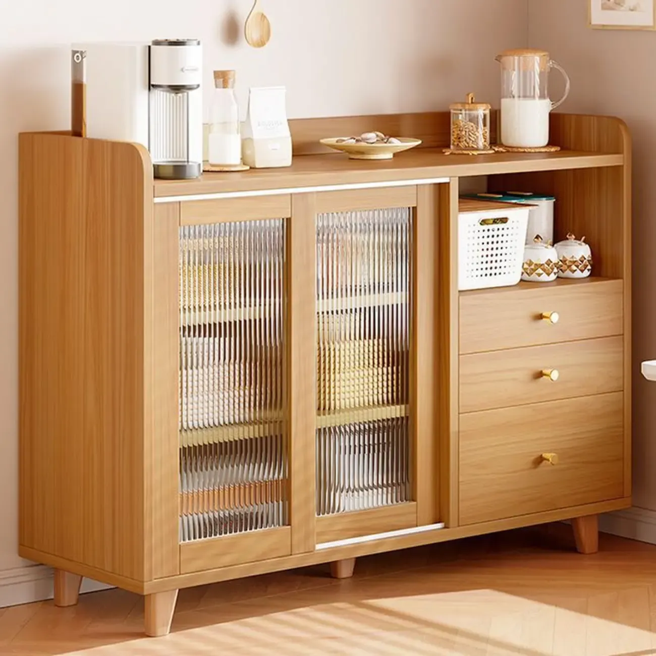 Modern Slab Sideboard with Drawers Cabinets Image - 2