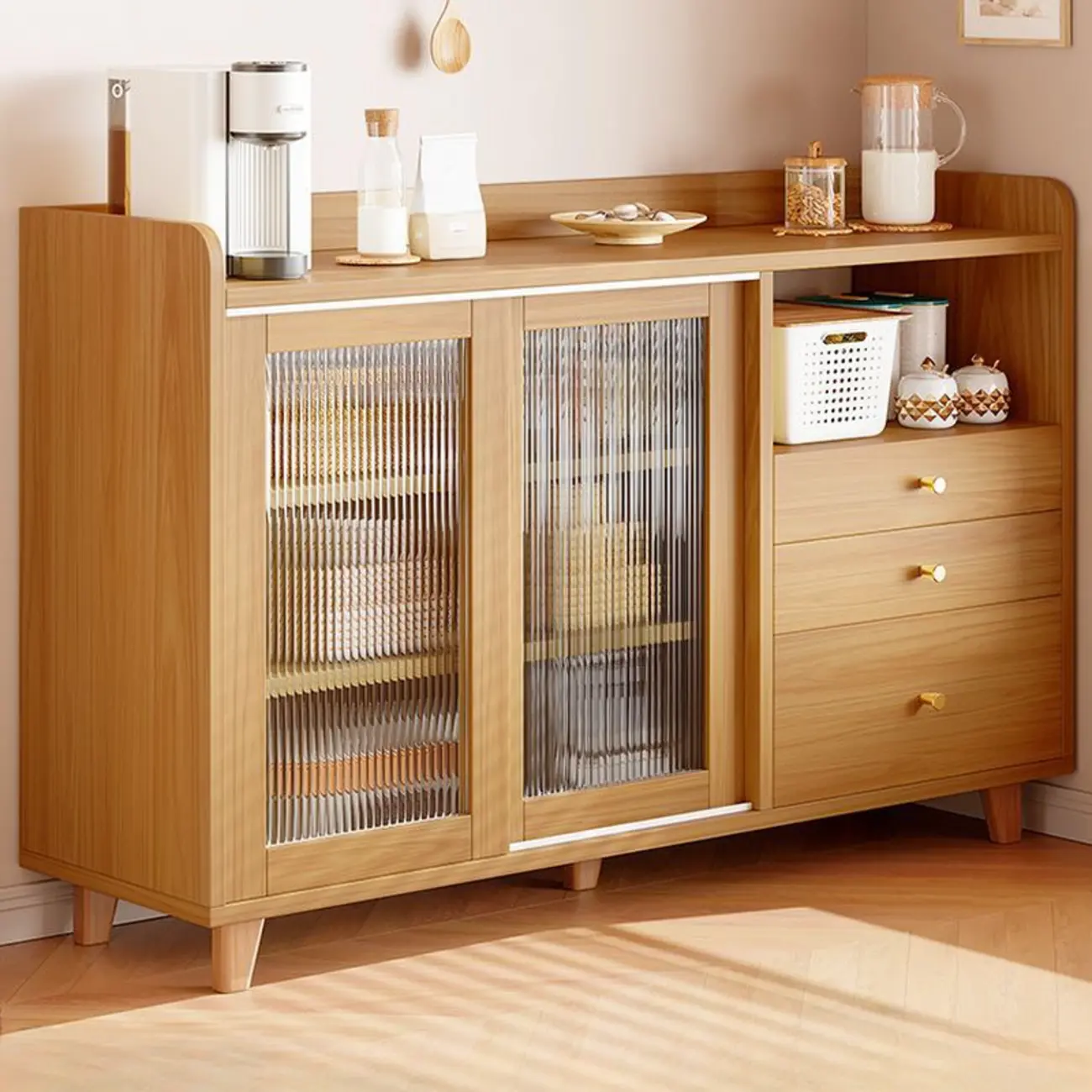 Modern Slab Sideboard with Drawers Cabinets Image - 3 | homeyfad