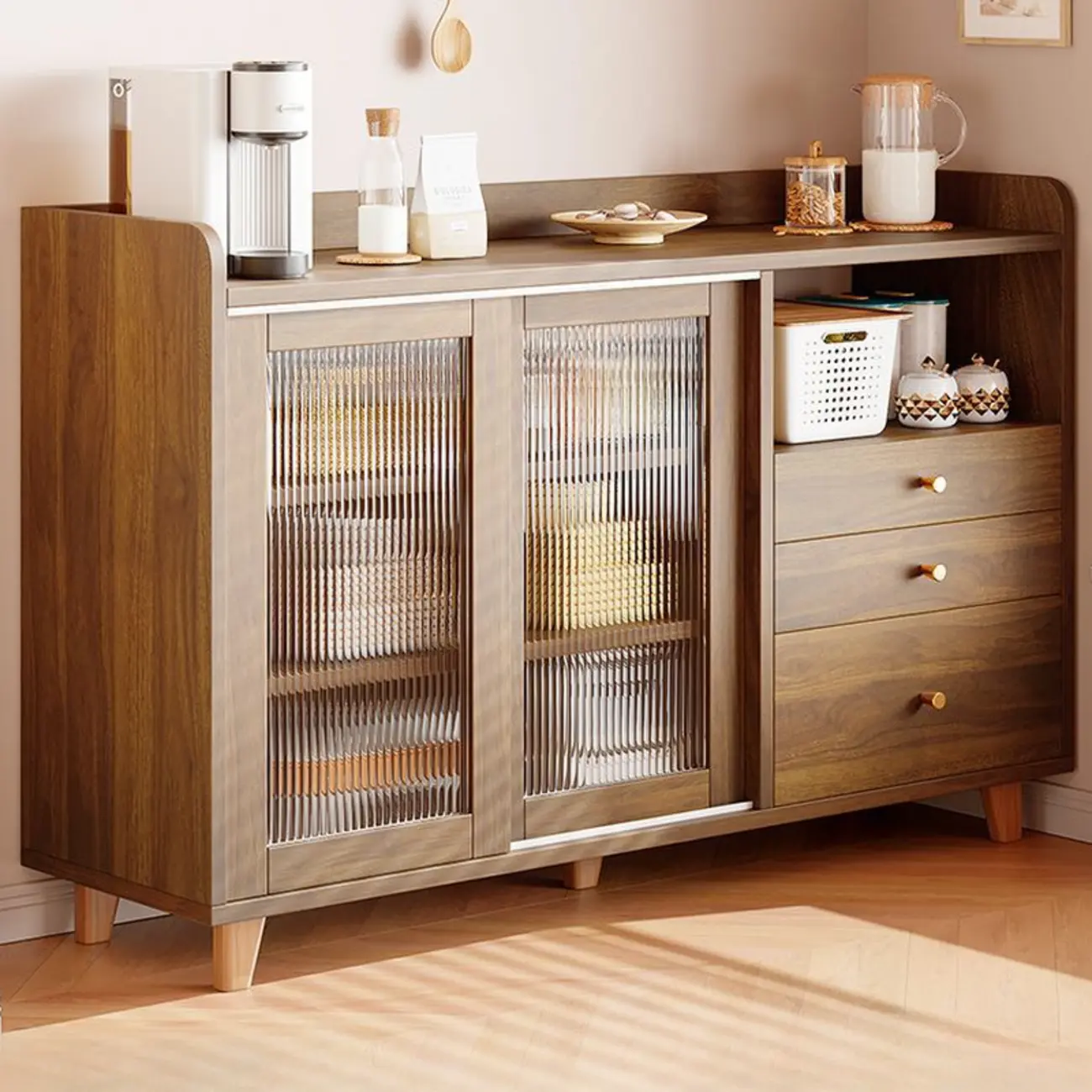 Modern Slab Sideboard with Drawers Cabinets Image - 5 | homeyfad