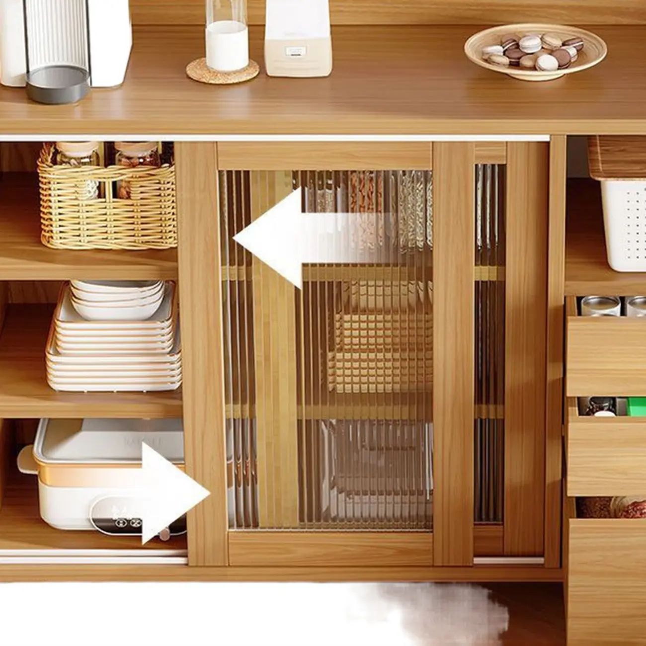 Modern Slab Sideboard with Drawers Cabinets Image - 6 | homeyfad