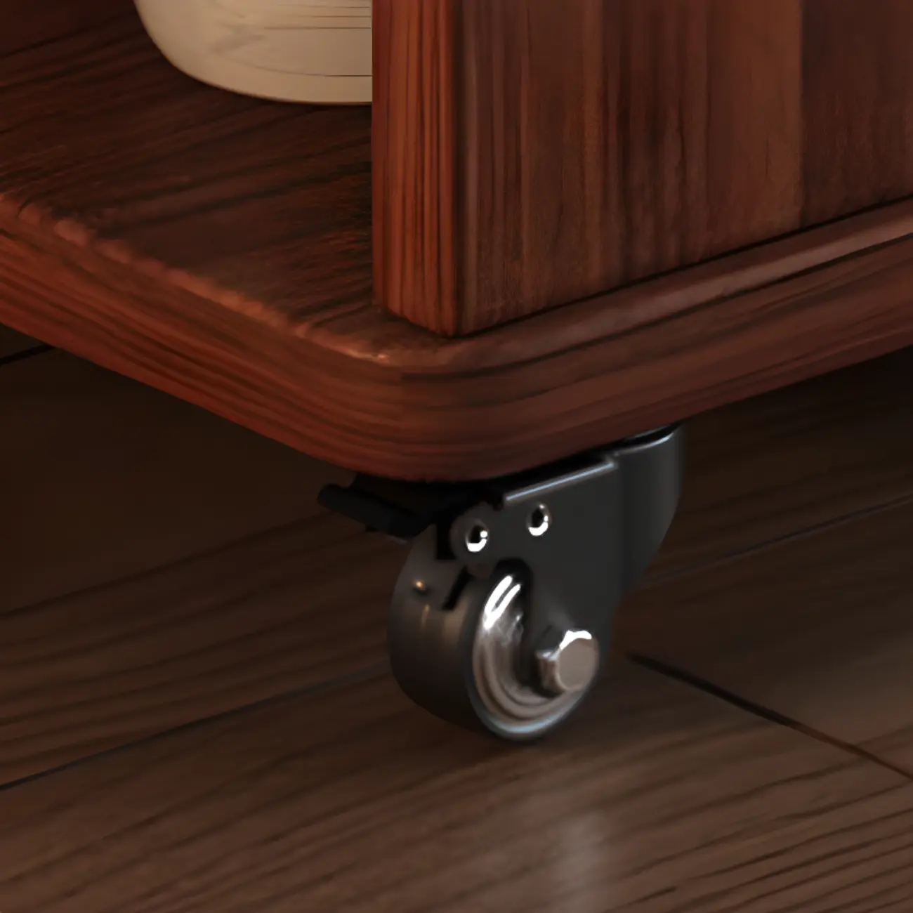 Folding Top Open Storage Wood Side Table with Wheels Image - 9 | homeyfad