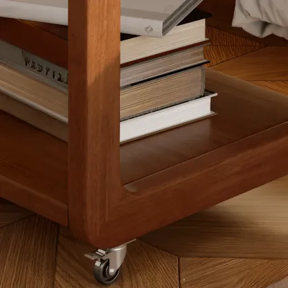 Adjustable Tabletop Wood C Shaped Side Table with Wheels Image - 10