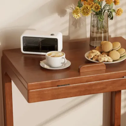 Adjustable Tabletop Wood C Shaped Side Table with Wheels Image - 14