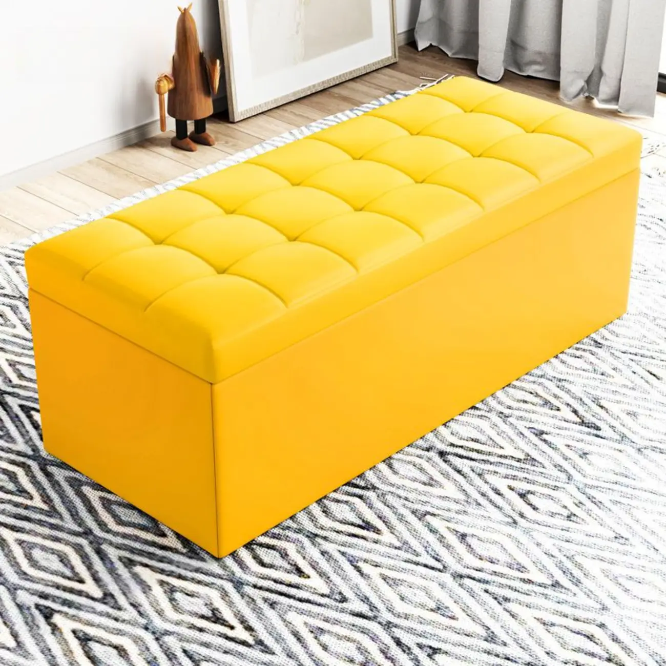 Modern Upholstered Leather Bedroom Bench with Storage Image - 14 | homeyfad