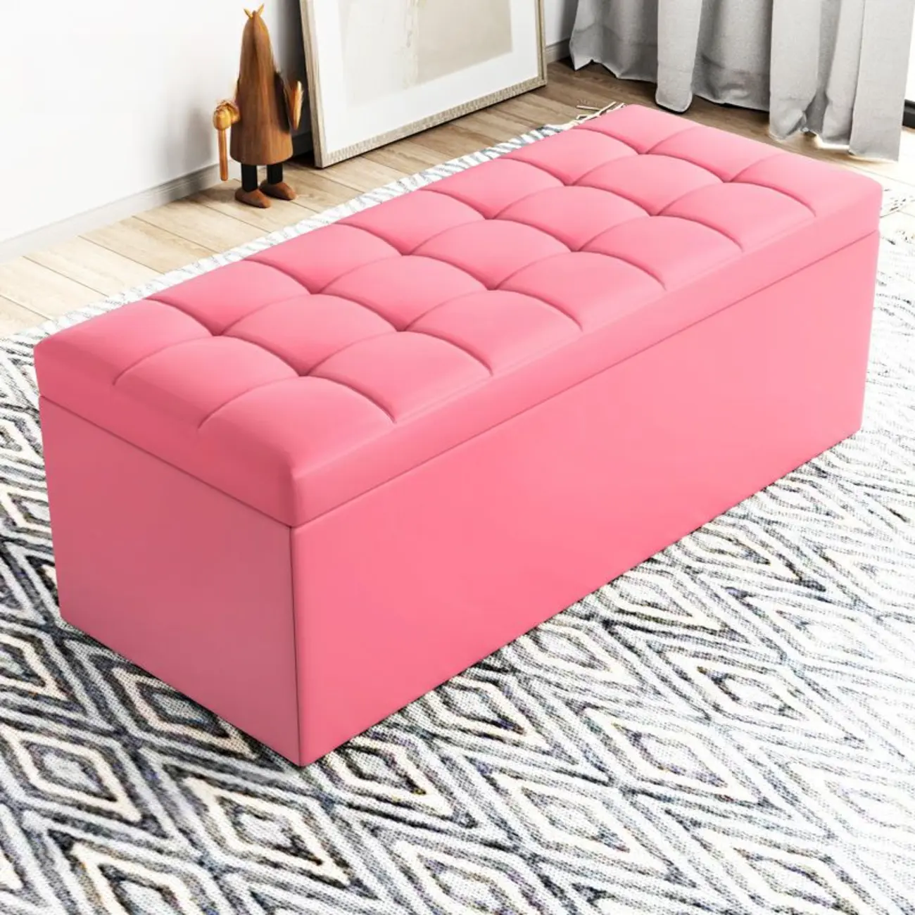 Modern Upholstered Leather Bedroom Bench with Storage Image - 15 | homeyfad
