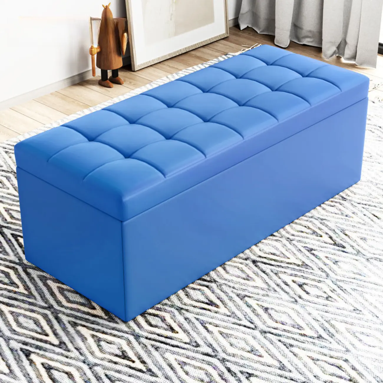 Modern Upholstered Leather Bedroom Bench with Storage Image - 20 | homeyfad