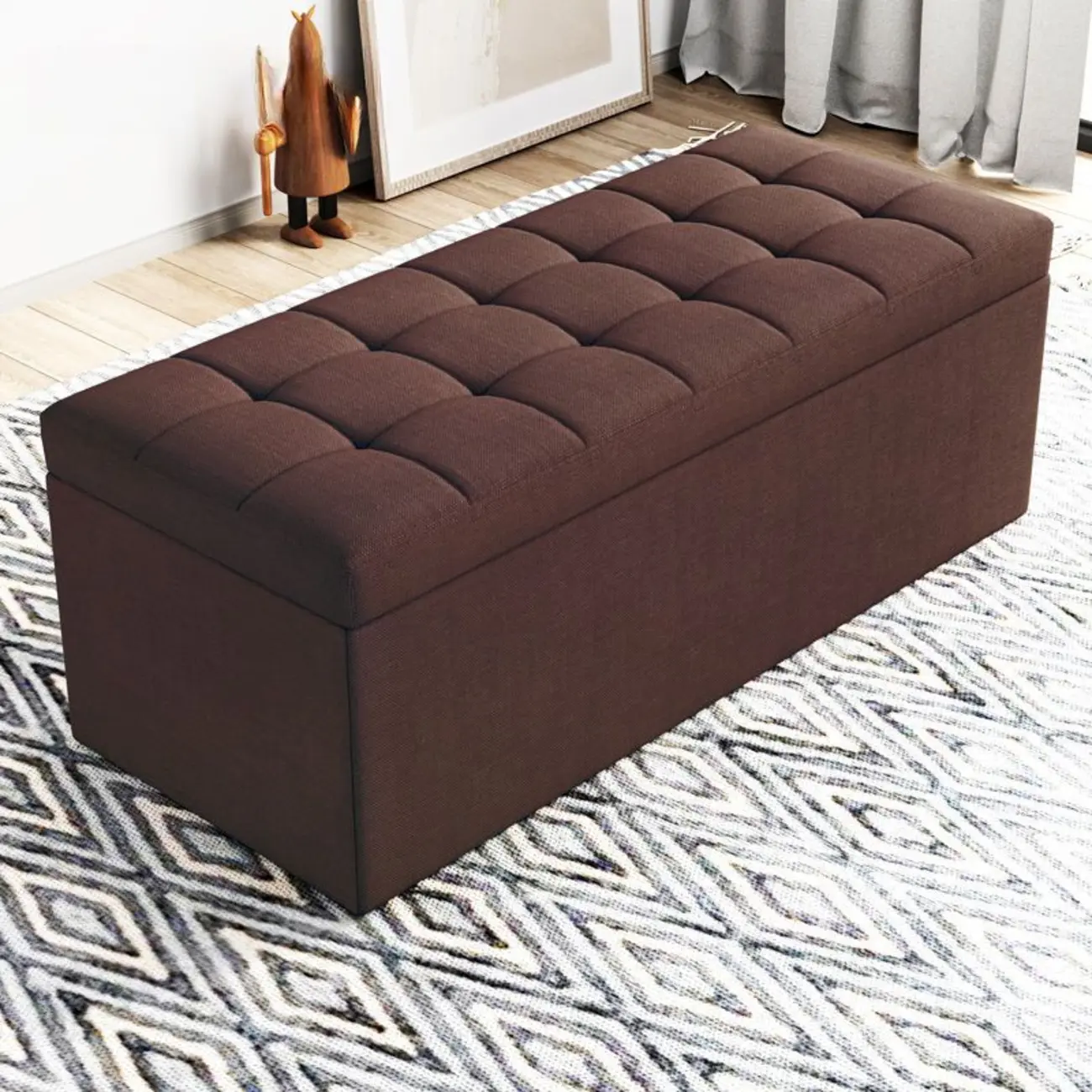 Modern Upholstered Leather Bedroom Bench with Storage Image - 24 | homeyfad