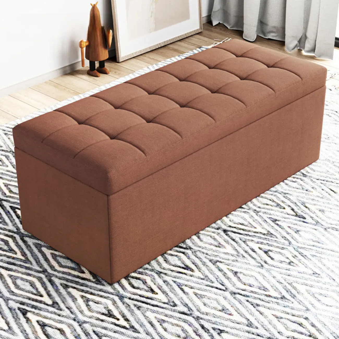 Modern Upholstered Leather Bedroom Bench with Storage Image - 25 | homeyfad