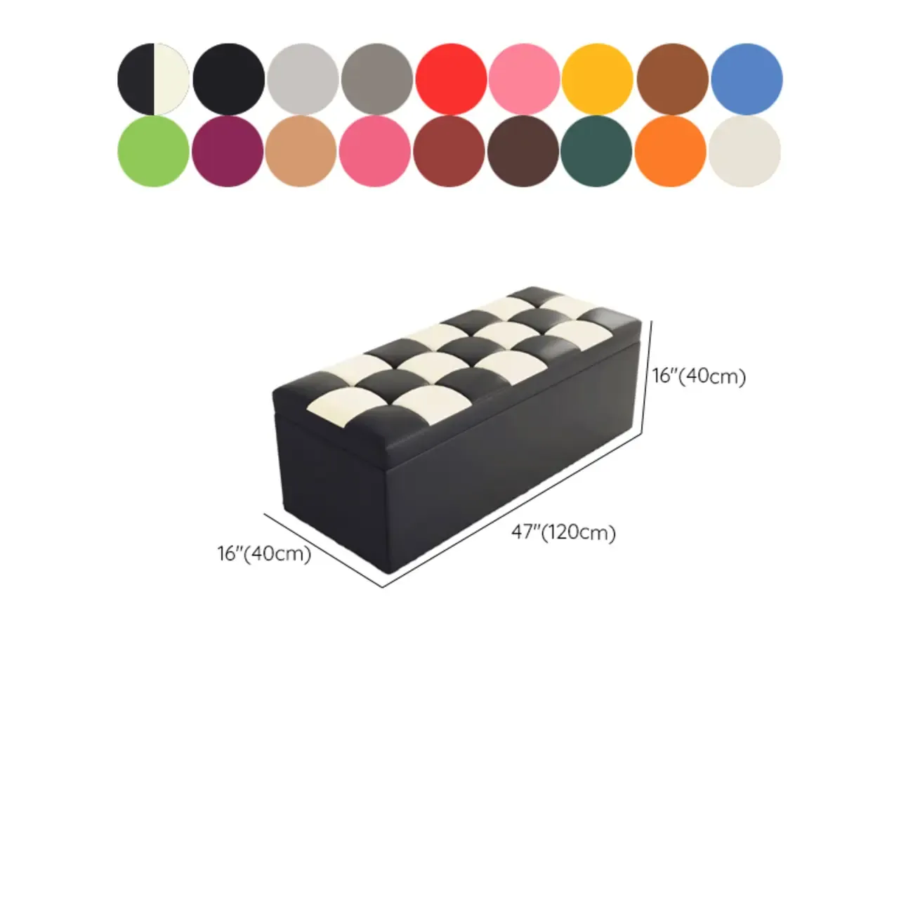 Modern Upholstered Leather Bedroom Bench with Storage #size