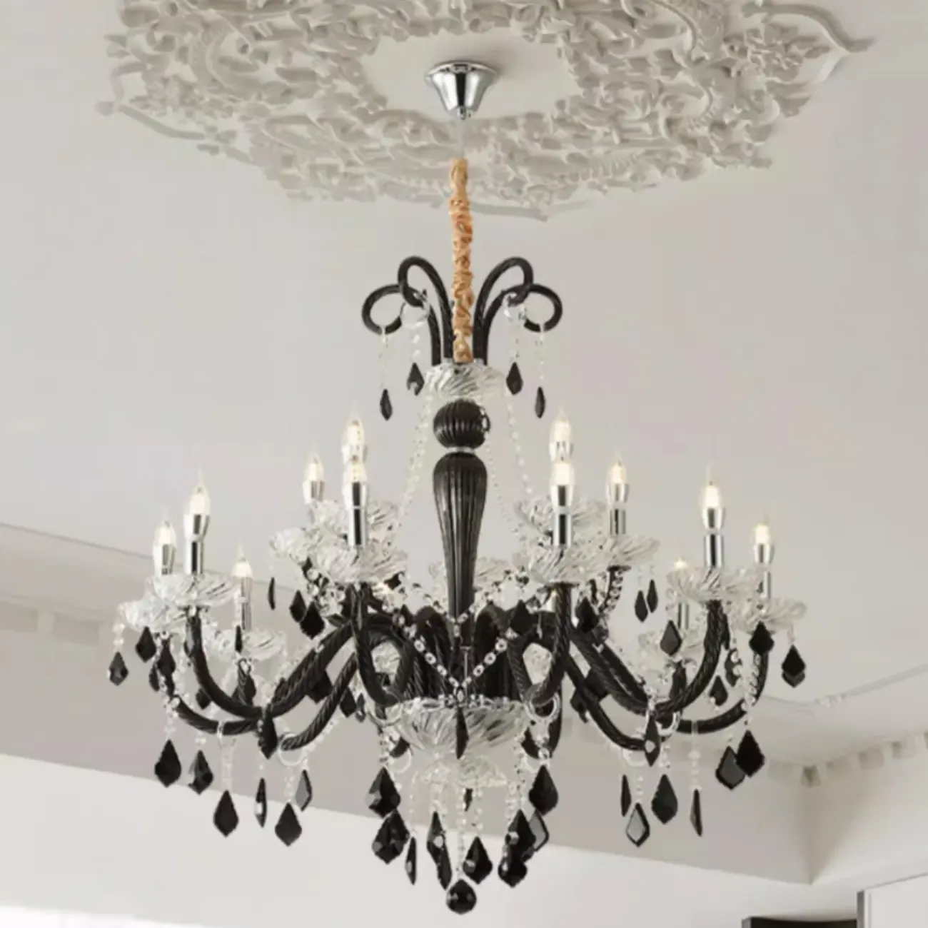 French Luxury Geometric Candelabra Adjustable Chandelier Image - 1