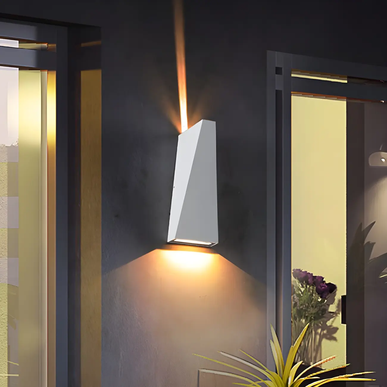 Modern Black Triangular Metal LED Outdoor Wall Light Image - 6 | homeyfad