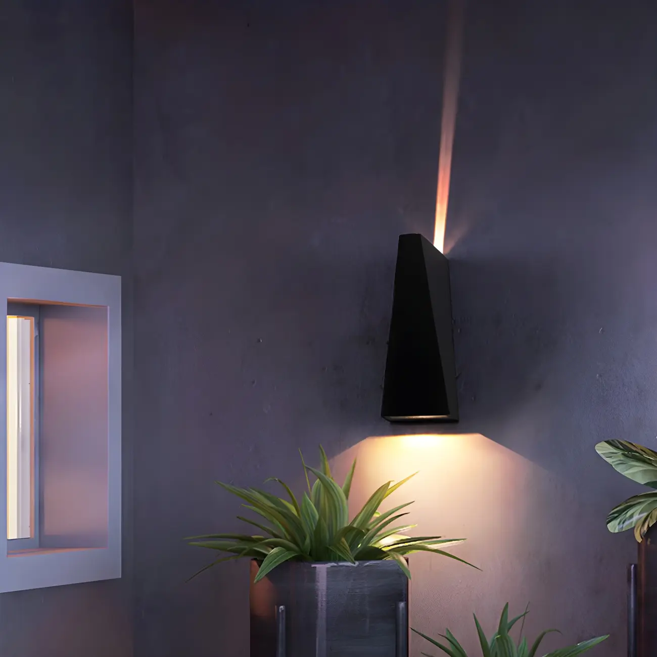 Modern Black Triangular Metal LED Outdoor Wall Light Image - 3 | homeyfad