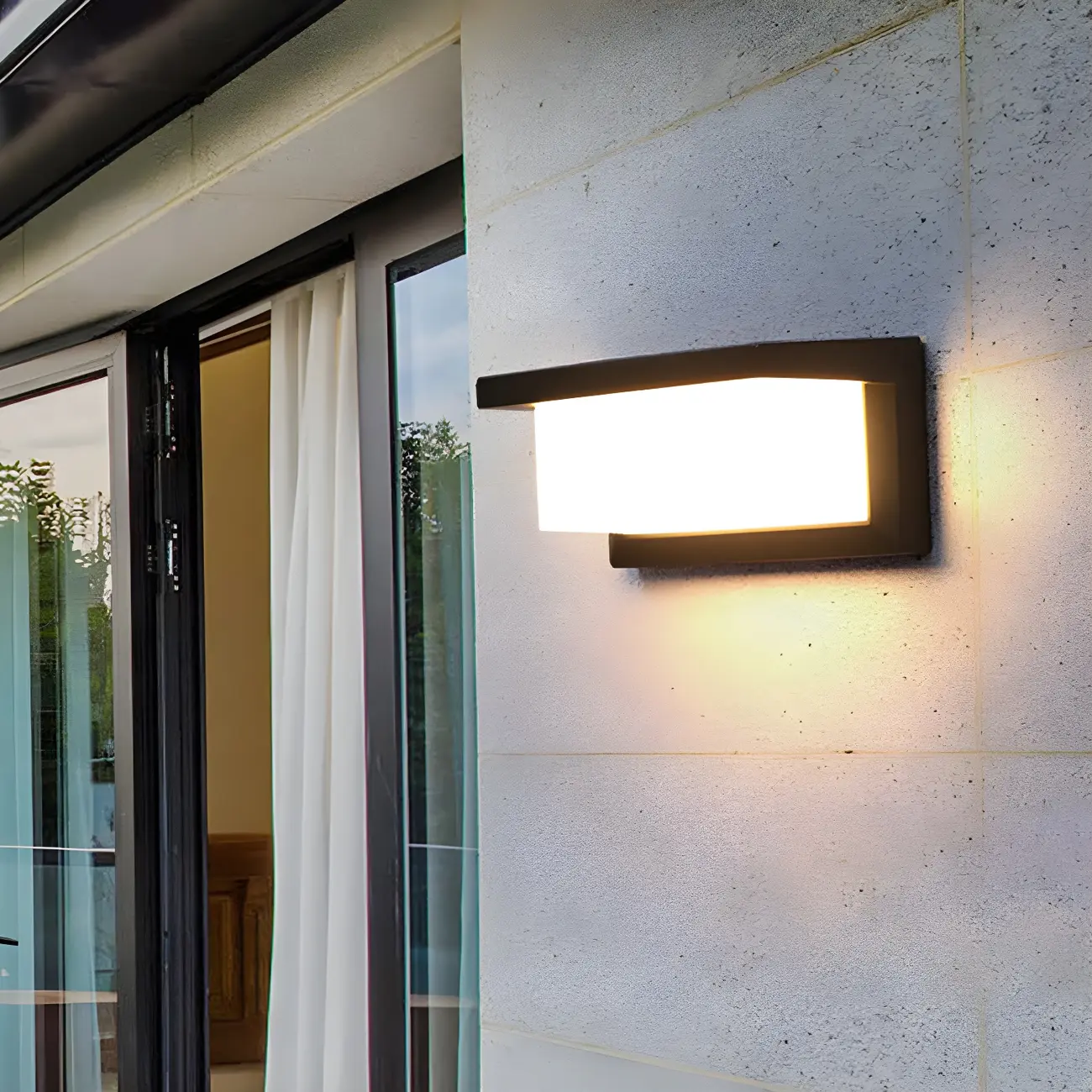 Modern Metal Black Rectangular LED Wall Light for Outdoor | homeyfad