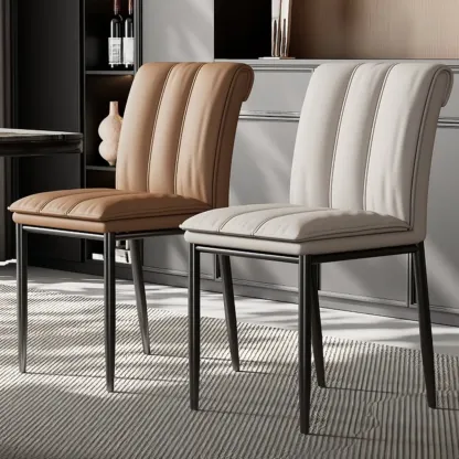 Low Back Upholstered Dining Chairs with Vertical Tufting Image - 1