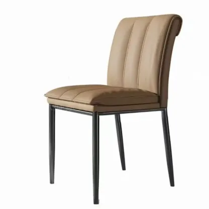 Low Back Upholstered Dining Chairs with Vertical Tufting Image - 4