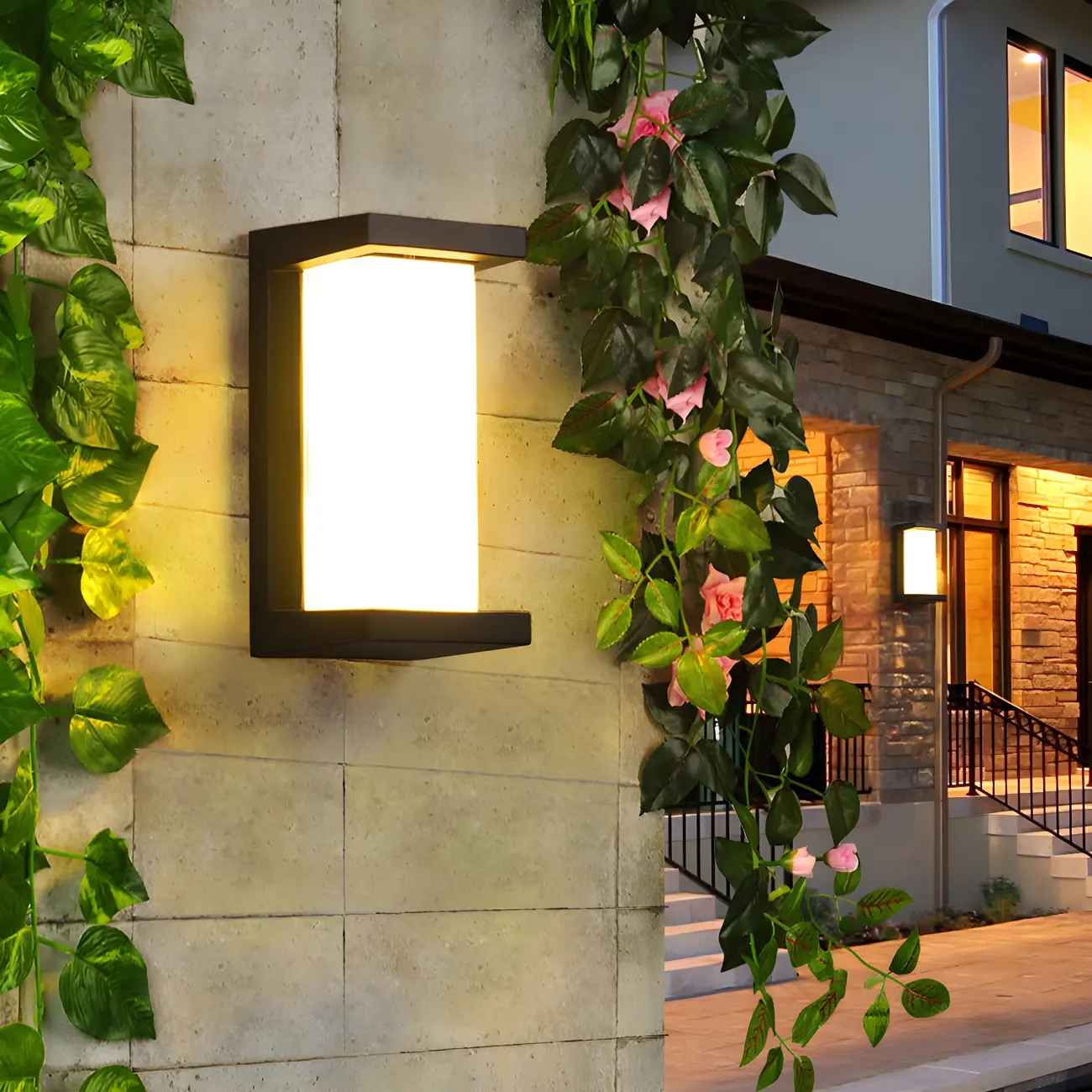 Modern Metal Black Rectangular LED Wall Light for Outdoor | homeyfad