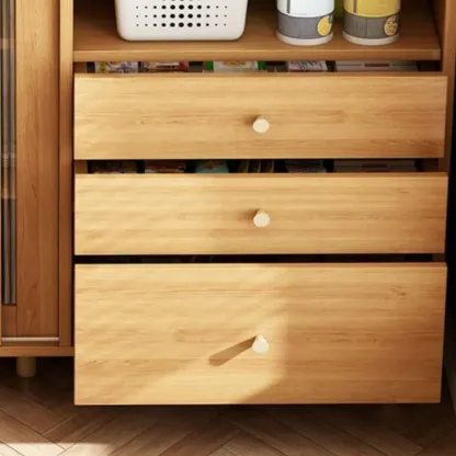 Modern Wood Narrow Sideboard with Sliding Doors Image - 6