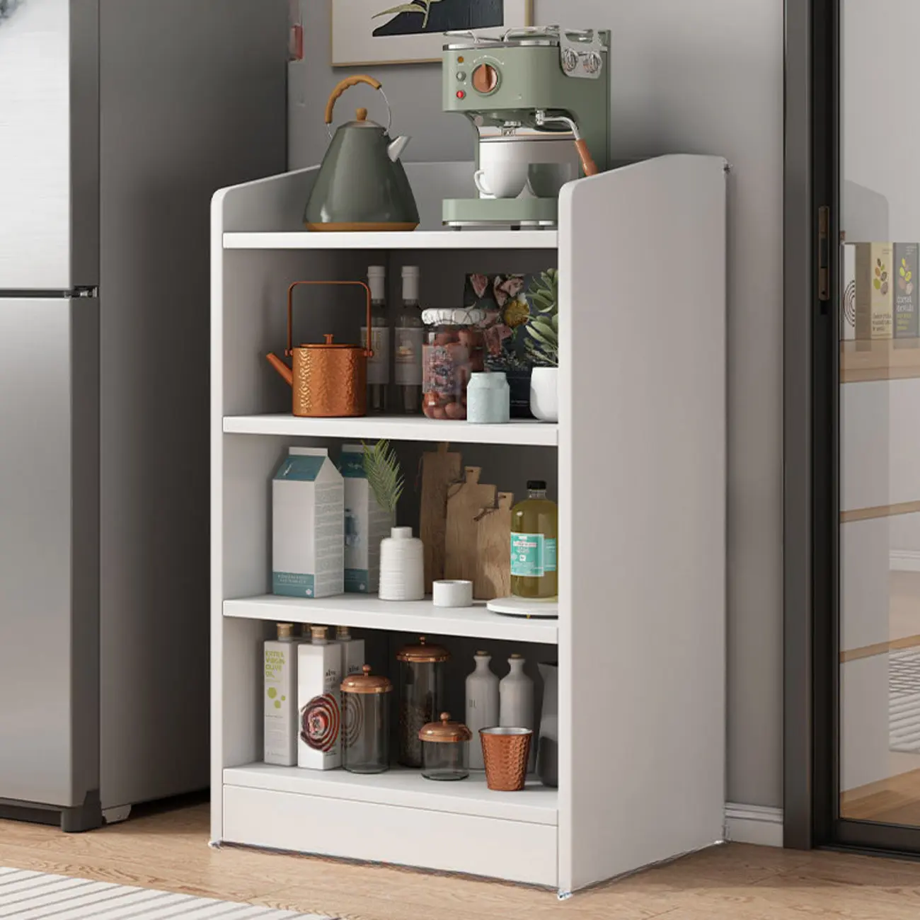 Modern Wood Narrow Sideboard with Sliding Doors Image - 7 | homeyfad