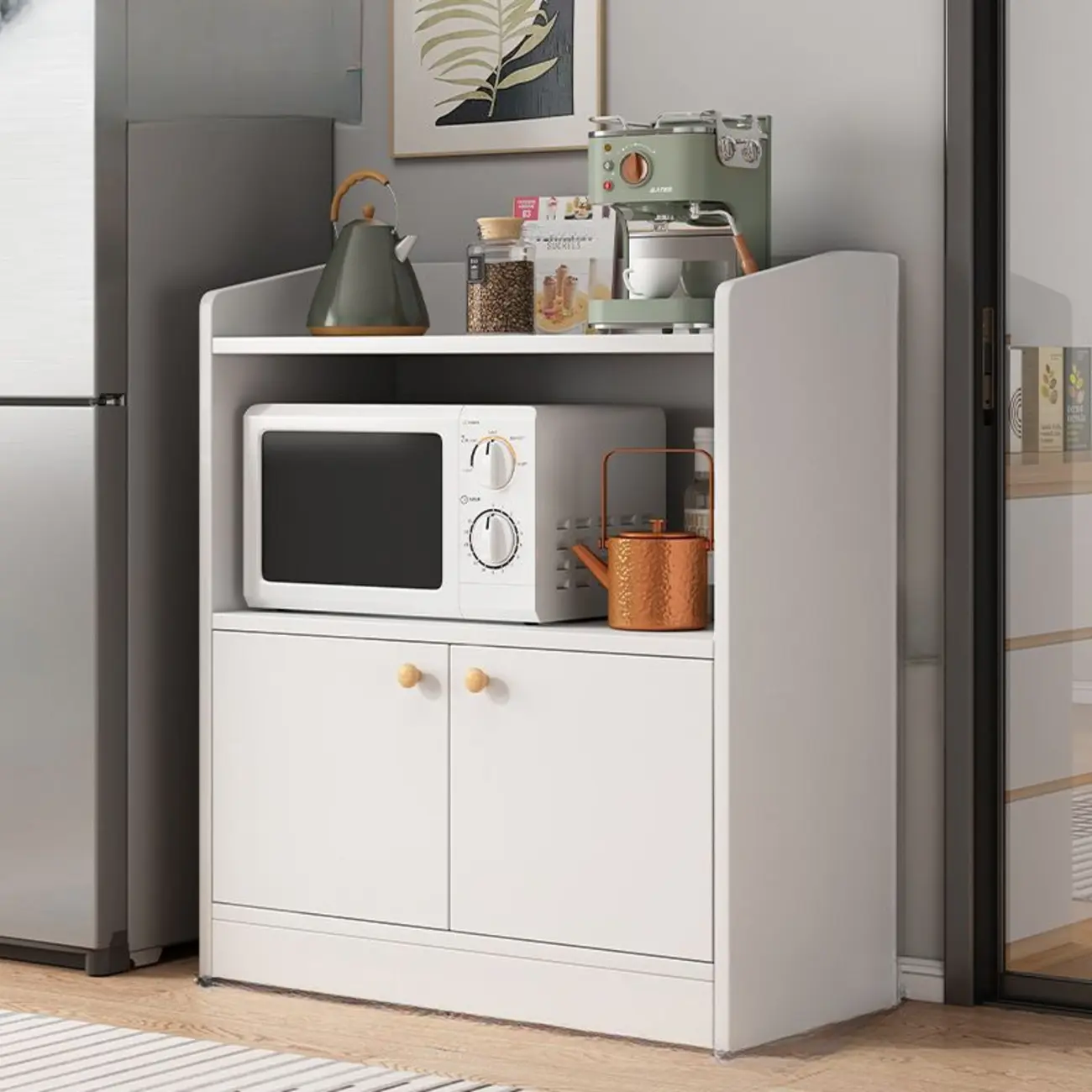 Modern Wood Narrow Sideboard with Sliding Doors Image - 9 | homeyfad