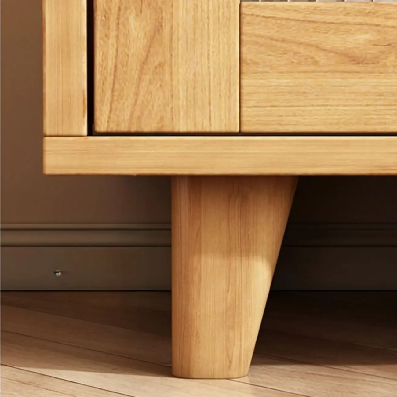 Modern Wood Narrow Sideboard with Sliding Doors Image - 10