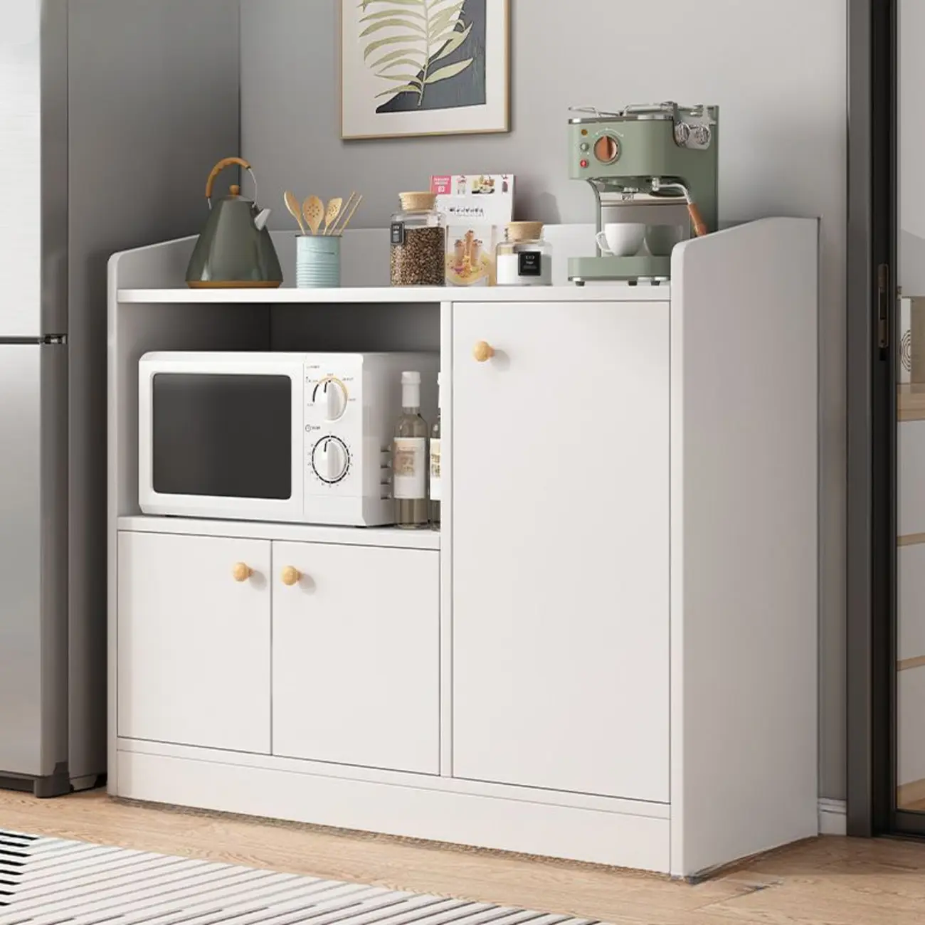 Modern Wood Narrow Sideboard with Sliding Doors Image - 13 | homeyfad