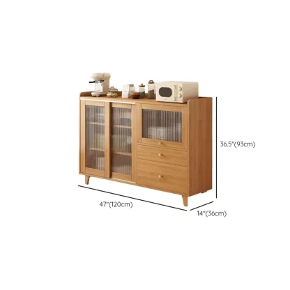 Modern Wood Narrow Sideboard with Sliding Doors Image - 23