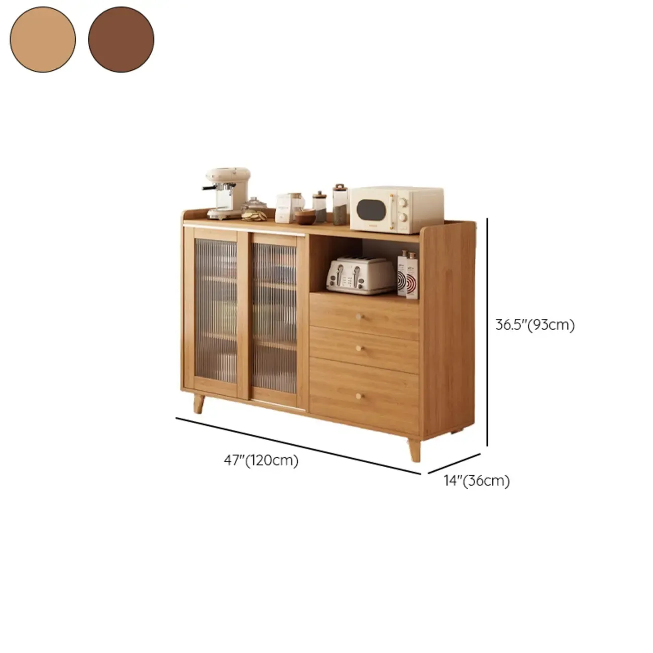 Modern Wood Narrow Sideboard with Sliding Doors Image - 24