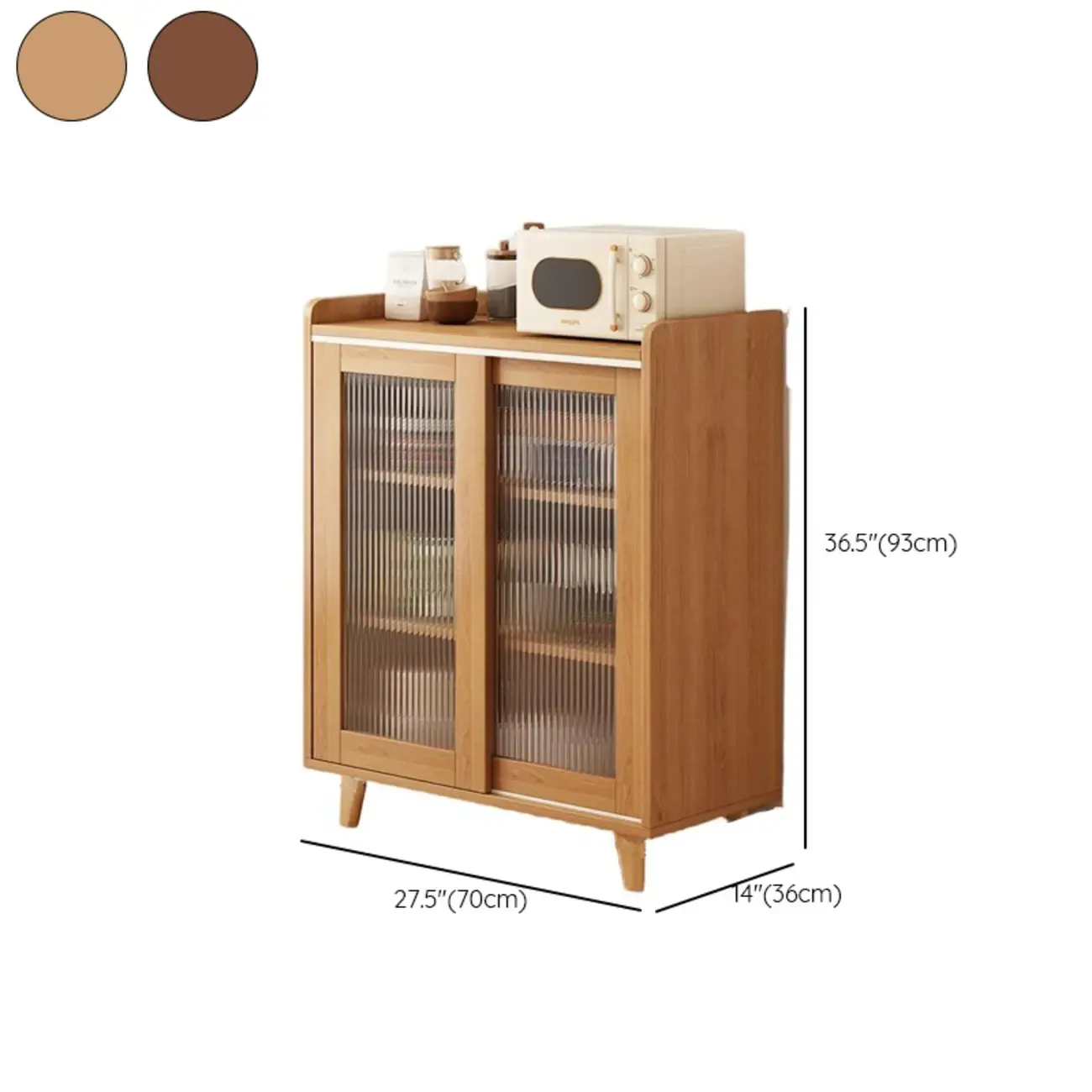 Modern Wood Narrow Sideboard with Sliding Doors Image - 26