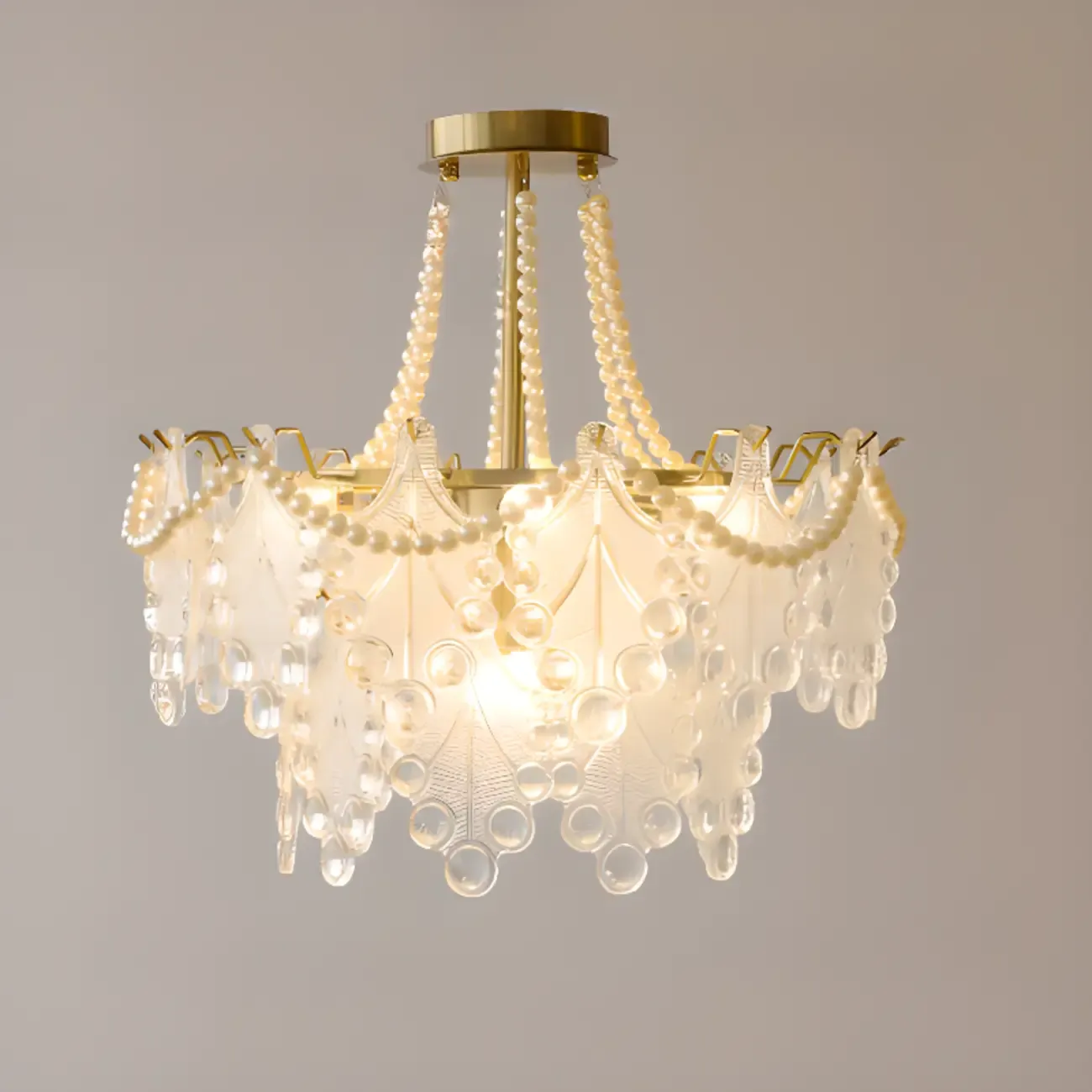 Gold Crystal Beads Chandelier with Elegant Design Image - 2