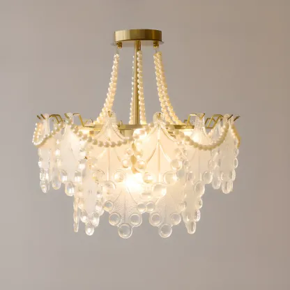 Gold Crystal Beads Chandelier with Elegant Design Image - 2