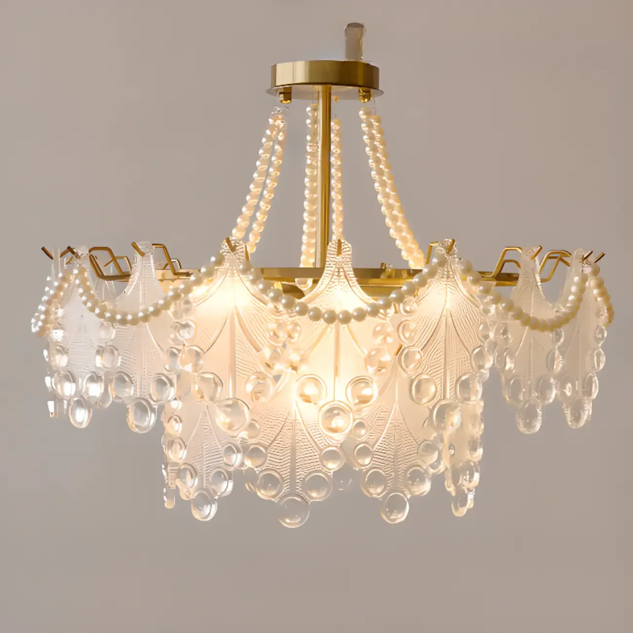 Gold Crystal Beads Chandelier with Elegant Design Image - 3