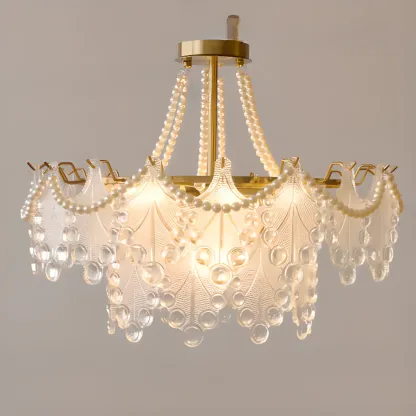 Gold Crystal Beads Chandelier with Elegant Design Image - 3