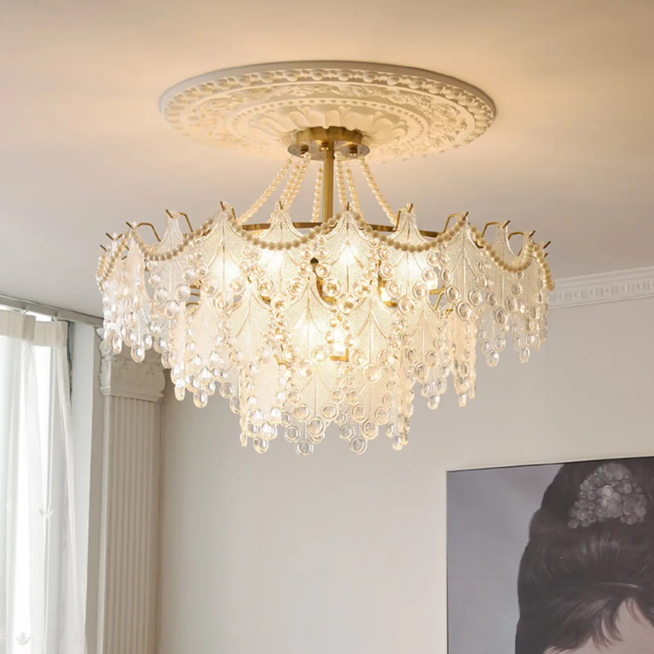 Gold Crystal Beads Chandelier with Elegant Design Image - 4 | homeyfad