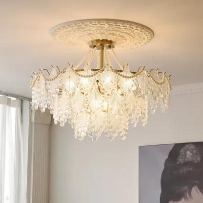 Gold Crystal Beads Chandelier with Elegant Design Image - 4