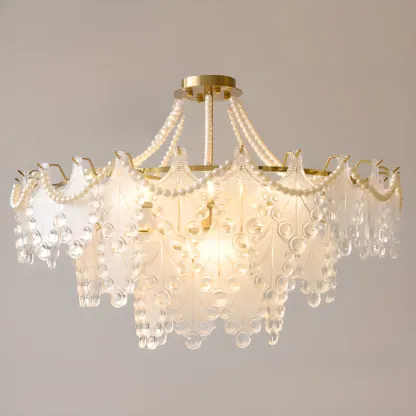 Gold Crystal Beads Chandelier with Elegant Design Image - 5