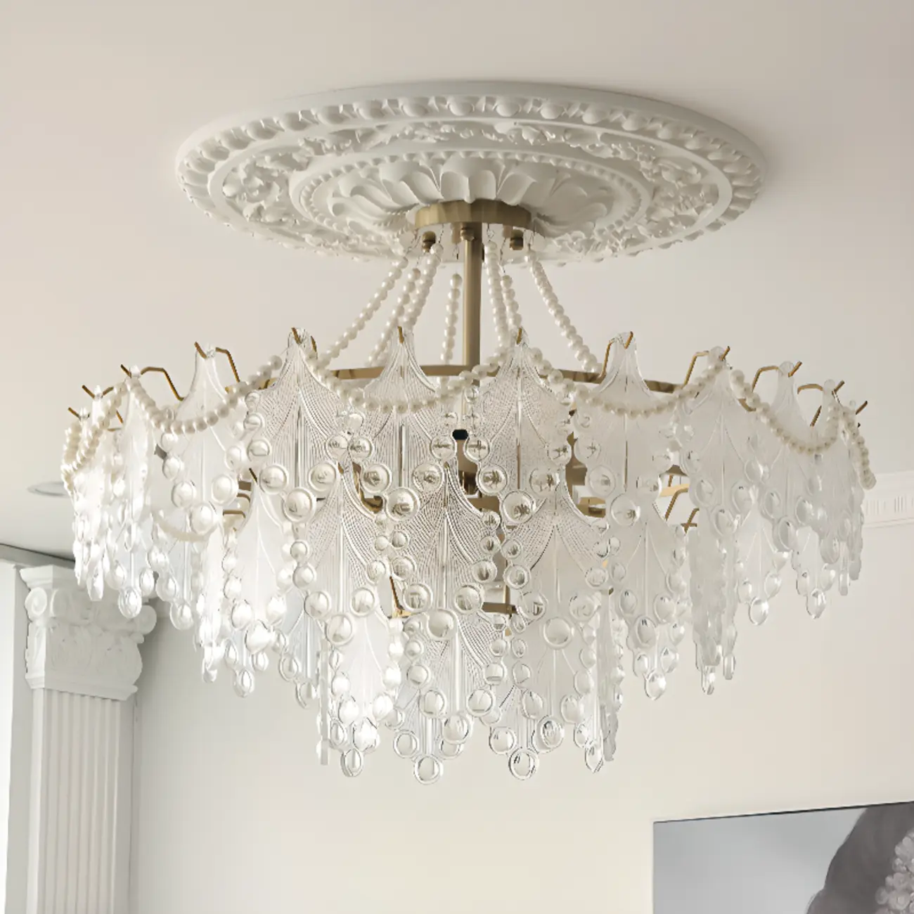 Gold Crystal Beads Chandelier with Elegant Design Image - 6 | homeyfad