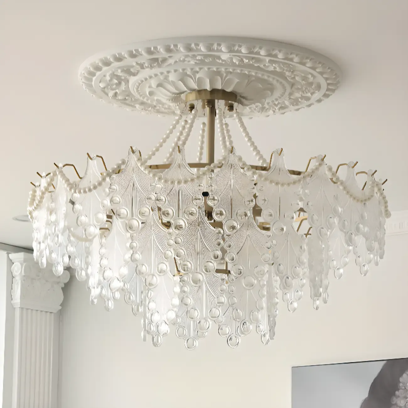 Gold Crystal Beads Chandelier with Elegant Design Image - 6