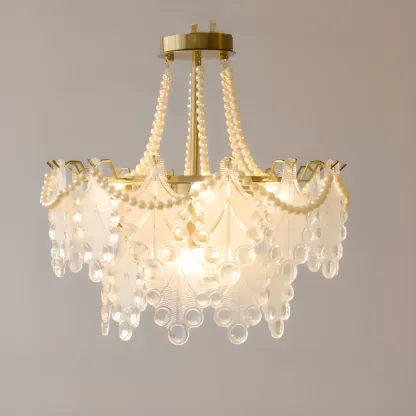 Gold Crystal Beads Chandelier with Elegant Design Image - 9
