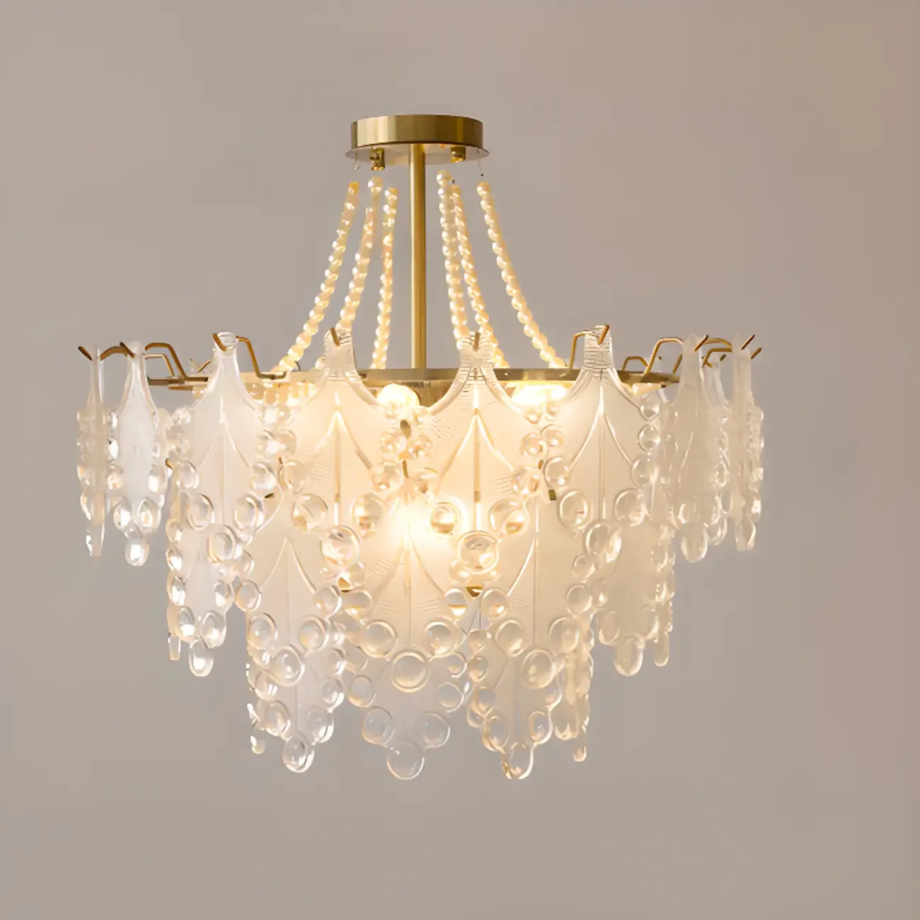 Gold Crystal Beads Chandelier with Elegant Design Image - 11