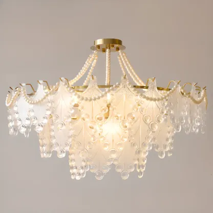 Gold Crystal Beads Chandelier with Elegant Design Image - 13