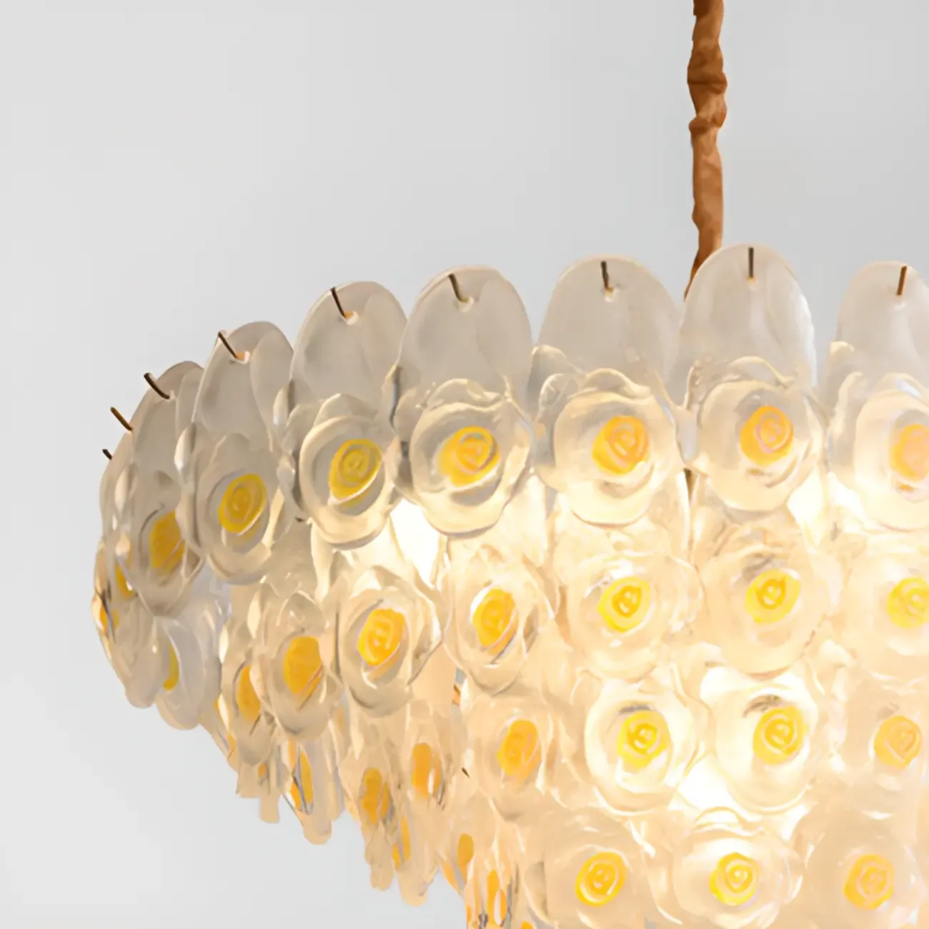 Gold Glass Floral Design Crystal Chandelier Lights Image - 10