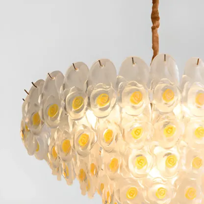 Gold Glass Floral Design Crystal Chandelier Lights Image - 10