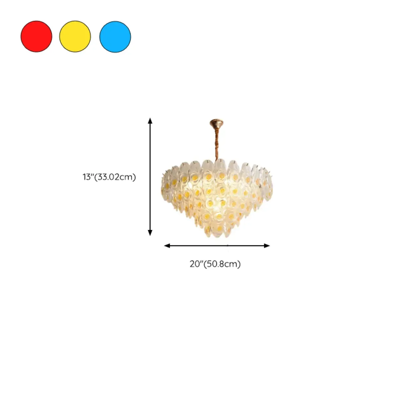 Gold Glass Floral Design Crystal Chandelier Lights #size