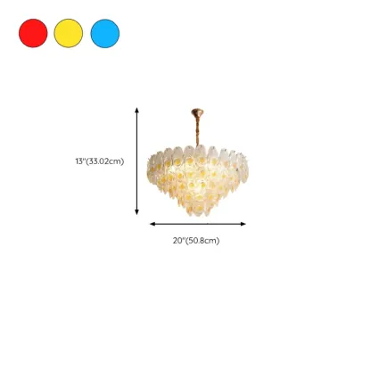 Gold Glass Floral Design Crystal Chandelier Lights #size