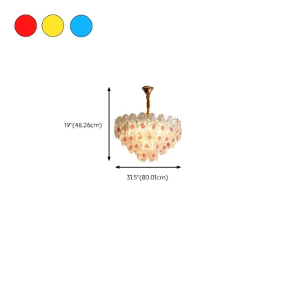 Gold Glass Floral Design Crystal Chandelier Lights Image - 13