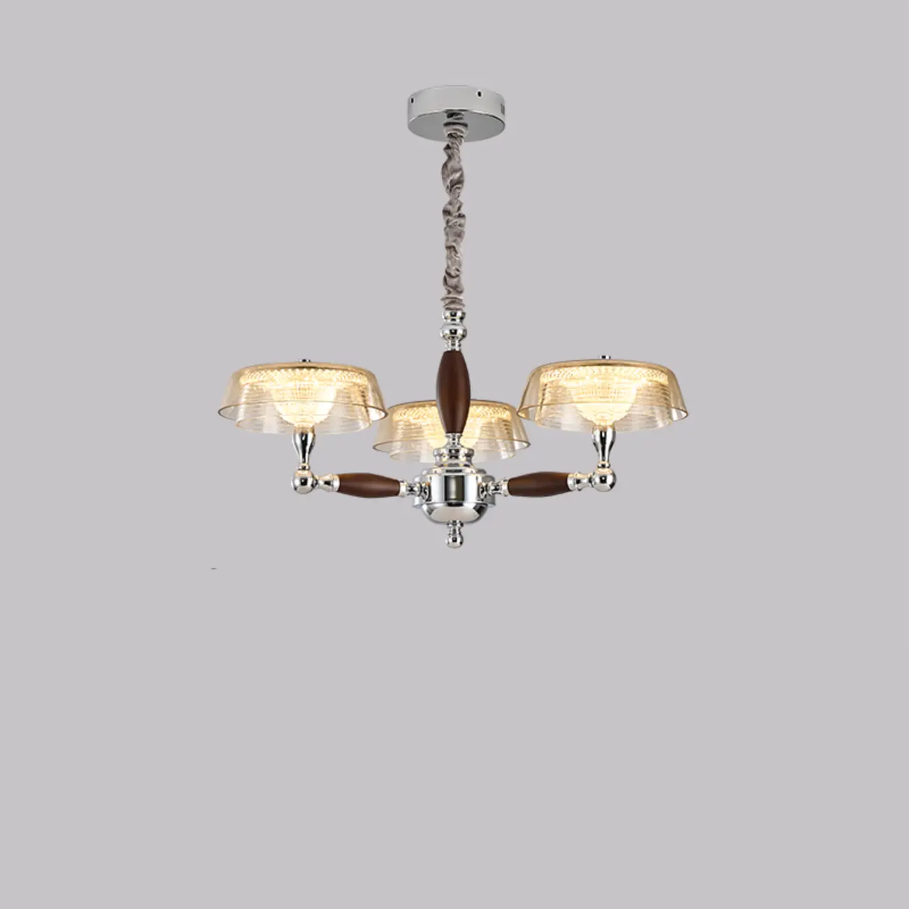 Brown Linear Wood Glass Modern Crystal Chandelier Light Image - 2 | homeyfad