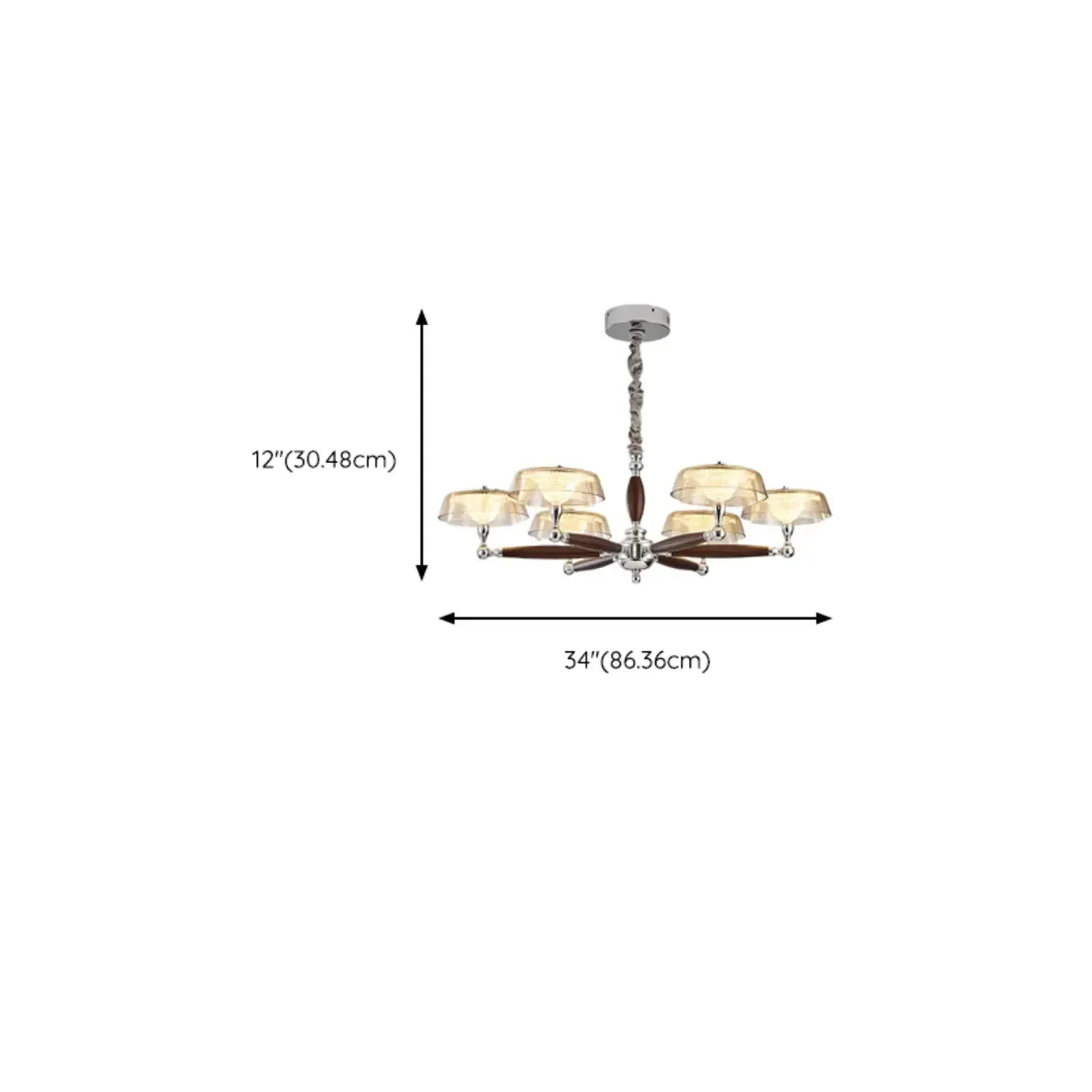 Brown Linear Wood Glass Modern Crystal Chandelier Light Image - 10